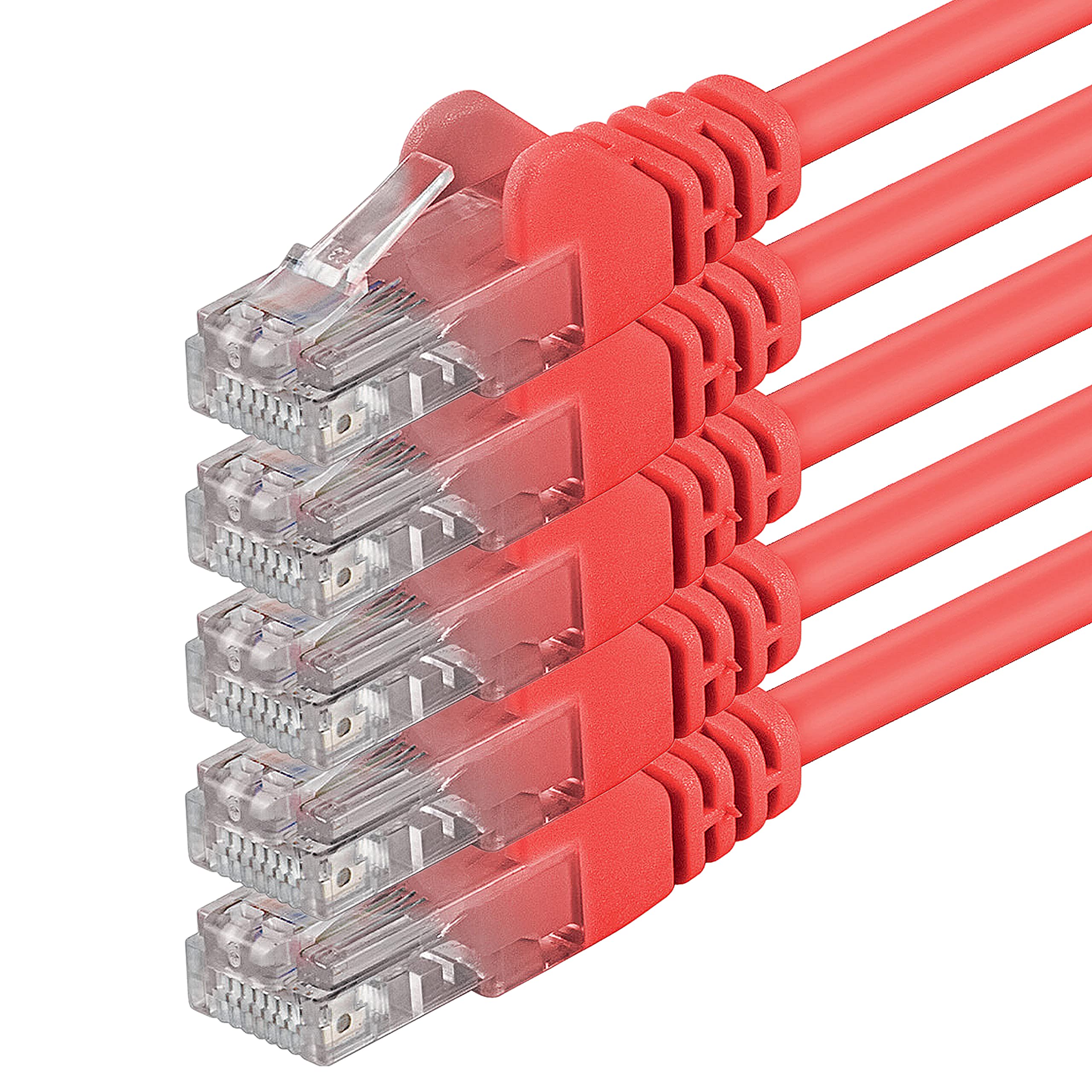 1aTTack.de 3.0m - red - 5 pieces - (PACK) - CAT.6 CAT6 Ethernet LAN network cable 1000 Mbit/s patch cable