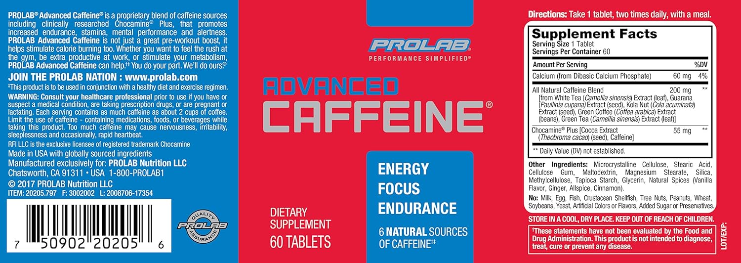 PROLAB Advanced Caffeine Tablets, 60-Count: Health & Personal Care
