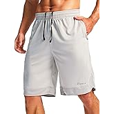 Pudolla Men's Basketball Shorts with Zipper Pockets 11" Long Gym Athletic Shorts for Men Lightweight Quick Dry