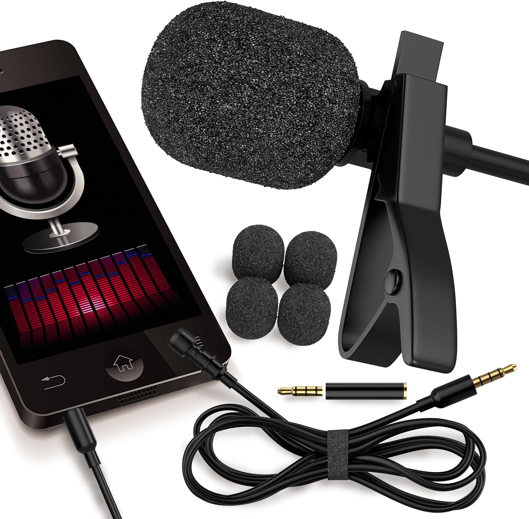 RockDaMic Professional Lavalier Microphone [FREE BONUS ACCESSORIES] Best Clip-on System Lapel Mic Condenser for Recording