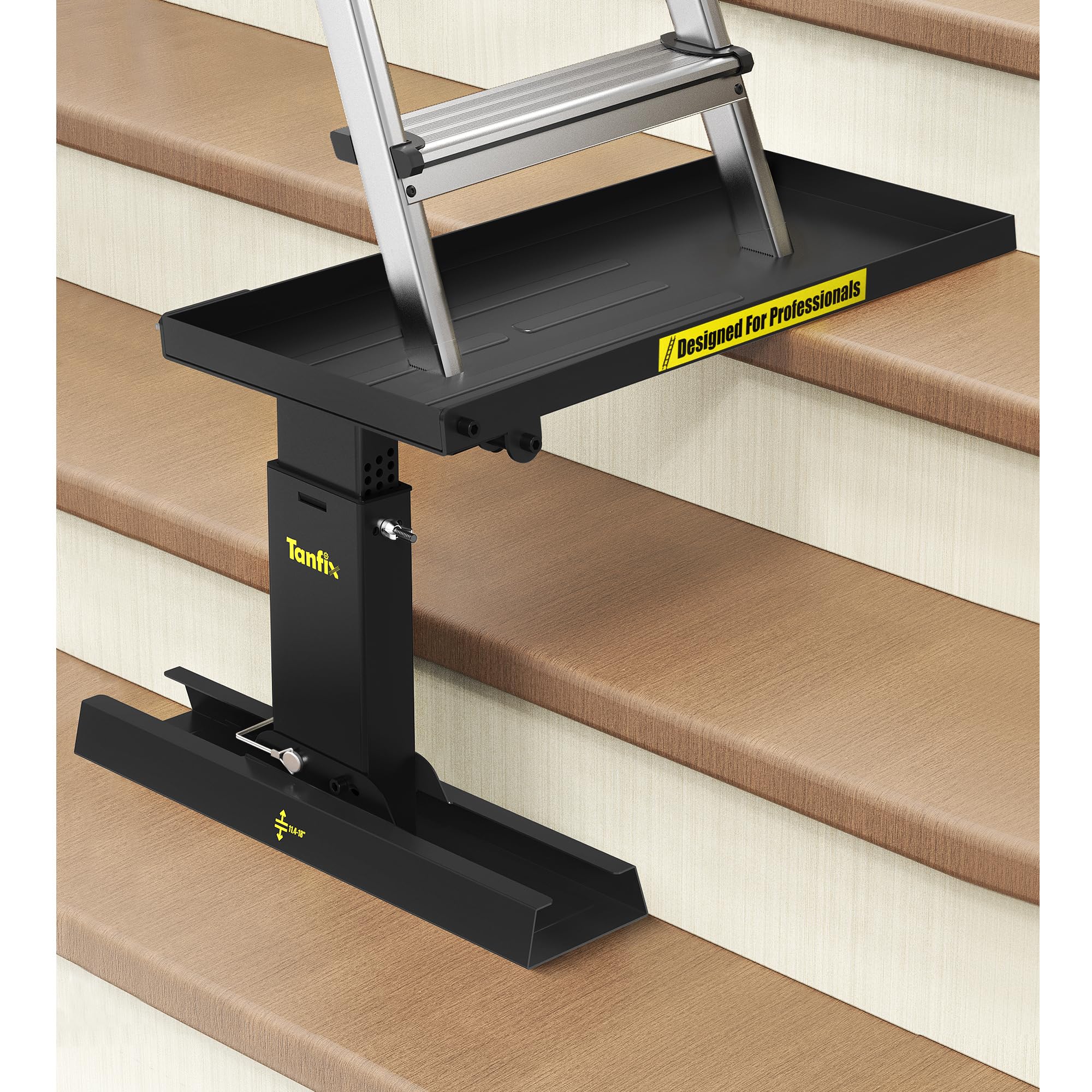 Photo 1 of Tanfix Foldable | Heavy-Duty Ladder Extender Pro, High Strength Steel Material Design Ladder Extension Pro for Stairs w/Non-Slip Mat, 9.5-15" Adjustable Height, Applicable Feet Spacing 25"