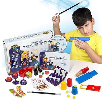 Starter Magic Tricks Set for Kids - 12 Exciting Magician Items, Instruction DVD - Magic Kit Gift Set