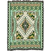 Pure Country Weavers Painted Hills Sage Blanket XL - Southwest Native American Inspired - Gift Tapestry Throw Woven from Cotton - Made in The USA (82x62)