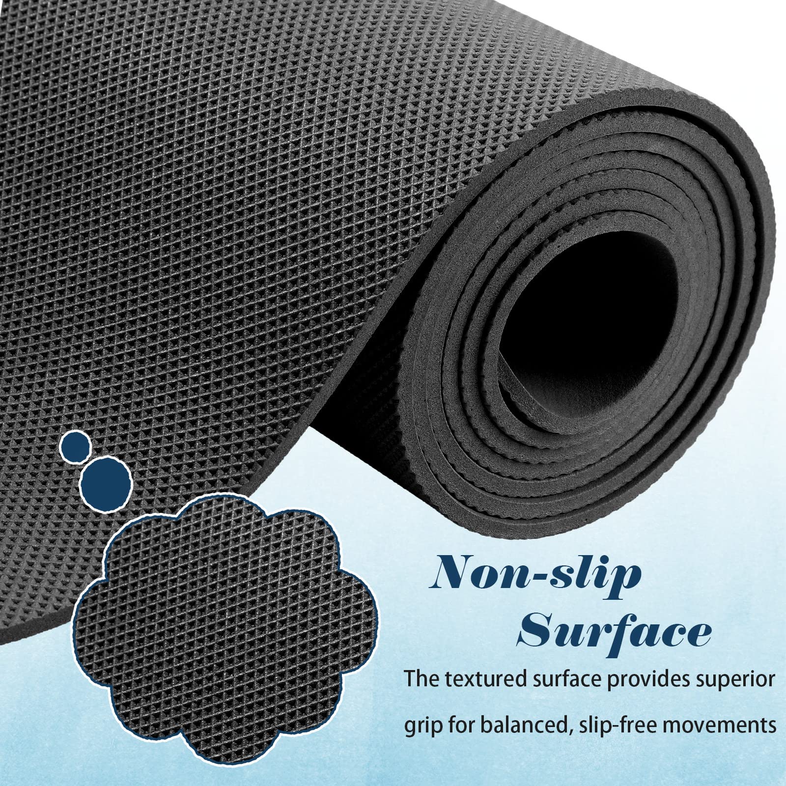 10 Pack Yoga Mats Bulk, 68'' x 24'' x 4mm Thick Yoga Mats for Kids and Adult Gym Mats Bundle Latex Free Exercise Mats with Non Slip Texture for Outdoor Yoga, Pilates or Workout (Black) - Image 5