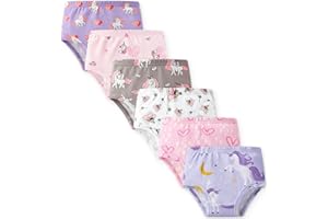 Yoofoss Girls' Underwear, 100% Organic Cotton Soft Toddler Kids Underwear, Tag-free Comfort Girls Panties, 6-Pack Size 2T-10Y