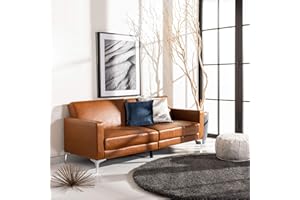 Safavieh Home Chelsea Modern Cognac and Chrome Foldable Futon Sofa Bed