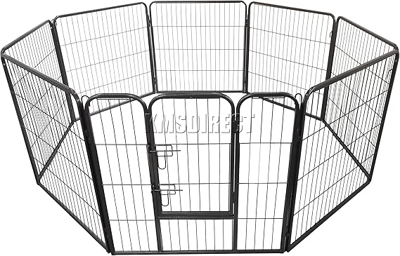Foxhunter Heavy Duty 8 Sided Pet Dog Puppy Playpen Training Whelping Cage Crate Run Enclosure Metal Hammered Silver Mpp 01xl Amazon Co Uk Pet Supplies