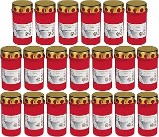 Beste Choice Grablicht Brenner Nr. 3 rot mit Deckel Grabkerzen Friedhofskerzen Grablichtkerze Trauerlicht Gedenkkerze Grabdekoration Grabdeko (20er Pack)