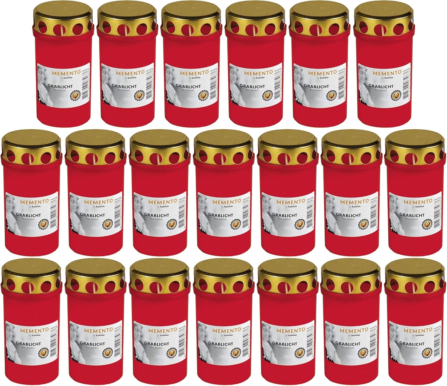 Beste Choice Grablicht Brenner Nr. 3 rot mit Deckel Grabkerzen Friedhofskerzen Grablichtkerze Trauerlicht Gedenkkerze Grabdekoration Grabdeko (20er Pack)