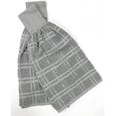 ZENVY Tie Latch Towels Set of 2 | Hanging Hand Towels Set with Hook &amp; Loop Closure (Gray) | Made in India