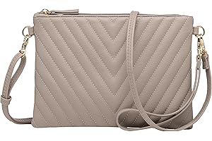 B BRENTANO Chevron Embroidered Crossbody Clutch Bag Pouch with Removable Wristlet & Adjustable Shoulder Strap