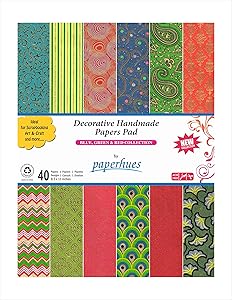 Paperhues Blue-Green-Red Celebration Collection Handmade Scrapbook Papers 8.5x11