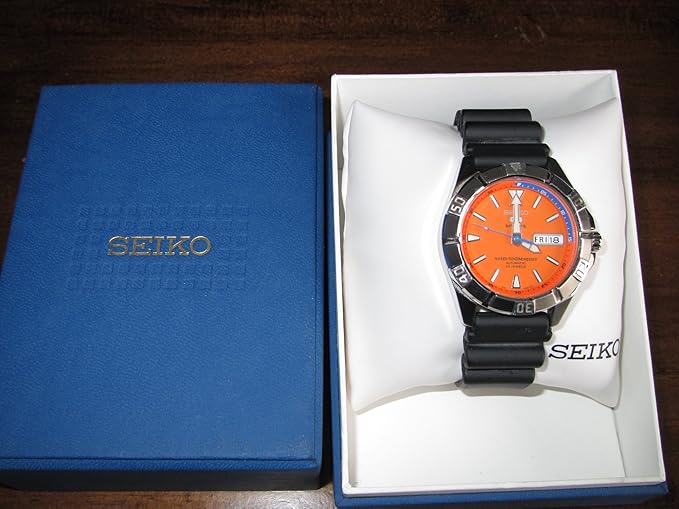 Seiko 5 Sports Automatic Orange Dial Stainless Steel Black Rubber Mens Watch Snzd29j1 Seiko Amazon Ca Watches