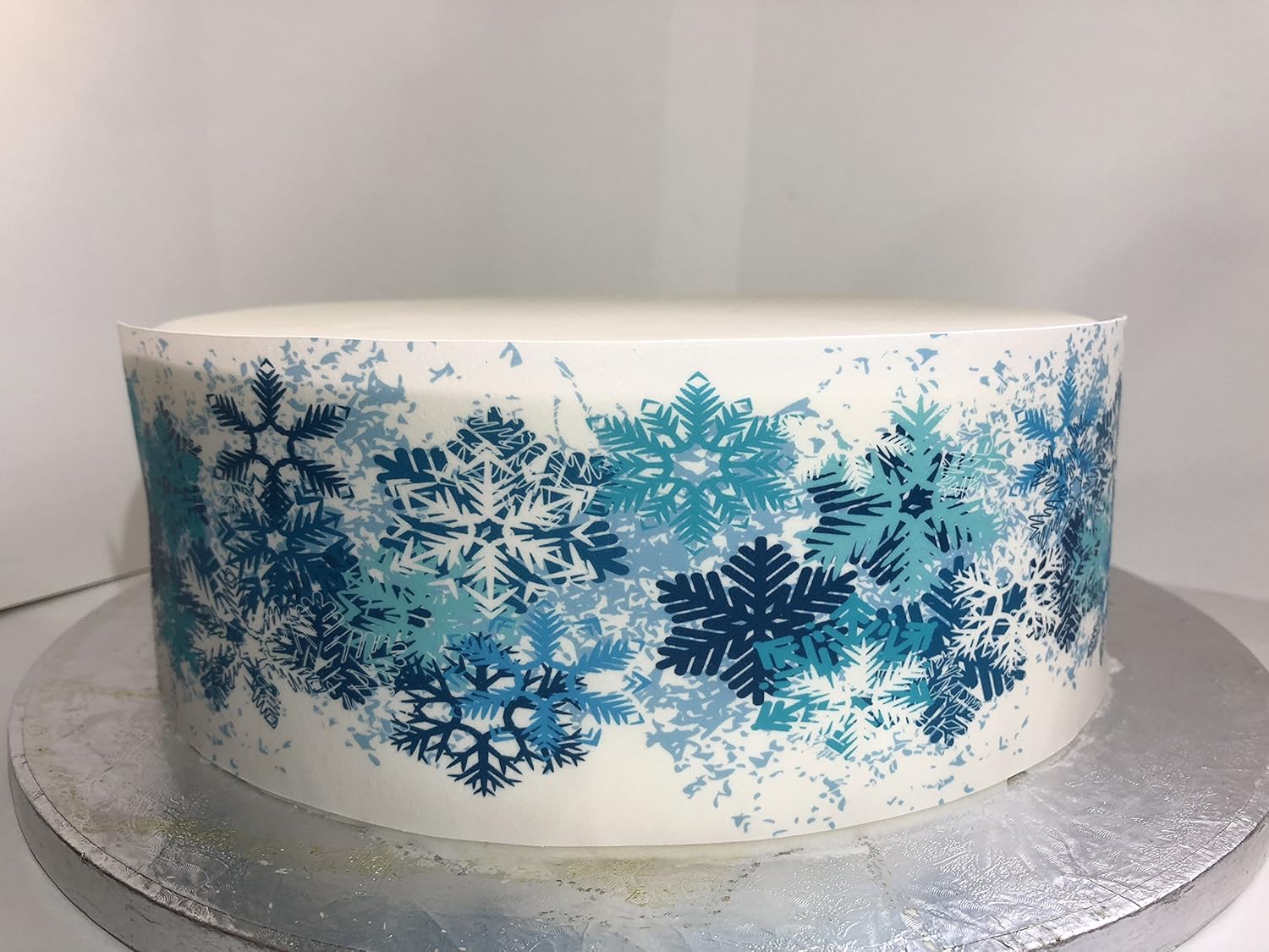 Edible Decor Sheet Frozen Blue Snowflake Themed Border Ribbon