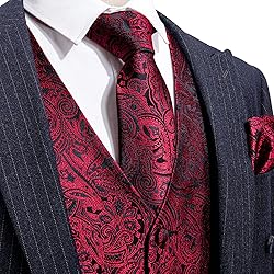 Barry.Wang Mens Suit Vest Paisley Silk Jacquard