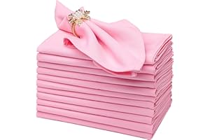 Gala Houseware Spun Polyester Dinner Napkins 18 x 18 inch - Pink 12 Pack Solid Washable Cloth Napkins - Ideal for Events, Wed