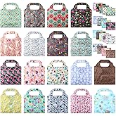 Weewooday 18 Pieces Foldable Reusable Shopping Bags Machine Washable Grocery Bags Waterproof