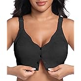 Front Closure Daisy Bras for Women No Underwire Comfort Lace Older Senior Wireless Snap Closing Bra
