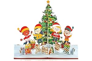 CUTPOPUP Christmas Card Pop Up, 3D Xmas, Happy New Year, Holiday Greeting Christmas Card (Xmas Tree and Children)