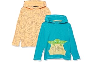 Amazon Essentials Disney | Marvel | Star Wars Boys and Toddlers' Lightweight Hooded Long-Sleeve T-Shirts, Pack of 2