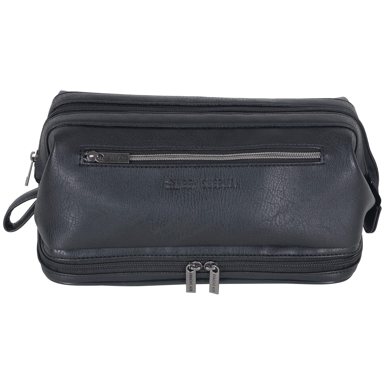 Ben Sherman Noak Hill Collection Vegan Leather Toiletry Travel Kit, Black, 2PC Set: Industrial & Scientific