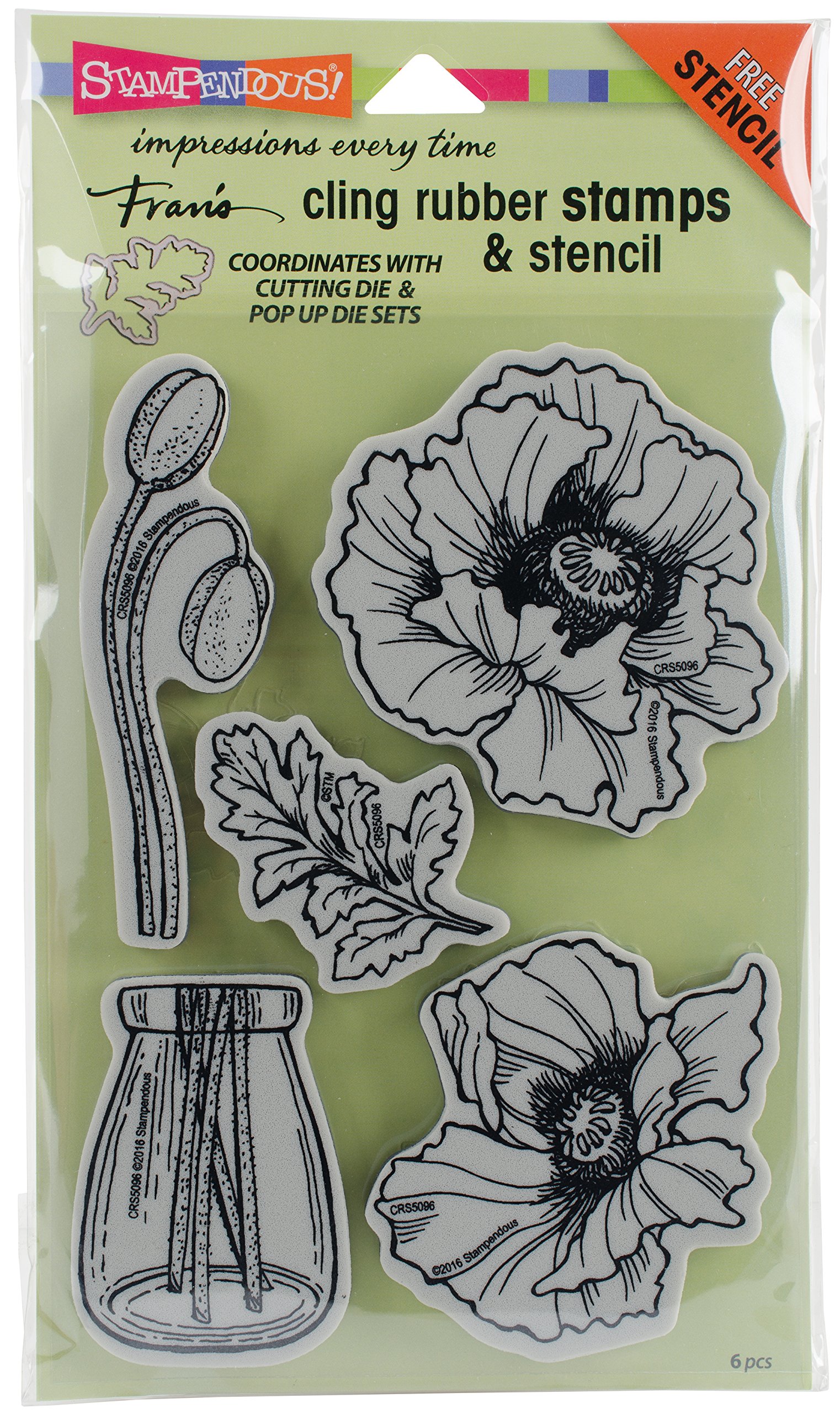 Stampendous CRS5096 Cling Stamp with Template, Multi-Colour, 9 x 5.25-Inch