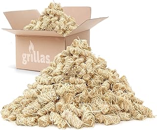 grillas Bio-Kaminanzünder und Grillanzünder 10 kg aus Holzwolle, in Wachs getränkt | Kohleanzünder | Wachsanzünder | Anzündwolle | Anzündhilfe | ohne Rückstände