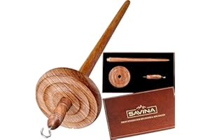 Savina Wooden Hardwood Drop Spindle Top Whorl Yarn Spinner Wheel for Beginners & Advanced,Hand Spinning, Spin Roving into Yarn - Ideal for Sewing Projects