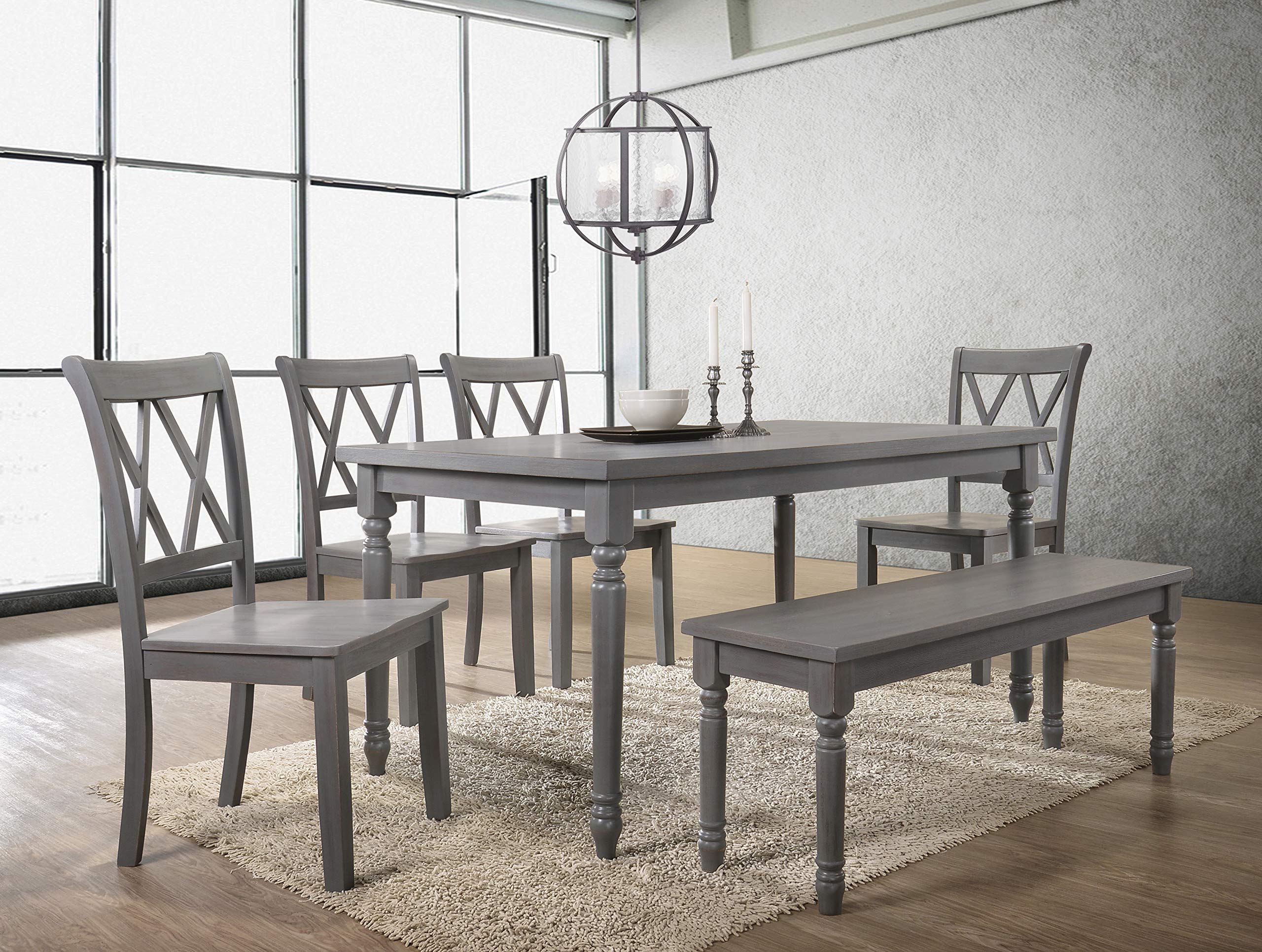 Best Master Furniture 6 Pcs Dining Set With Bench Rustic Grey Buy Online In Angola At Angola Desertcart Com Productid 130640952