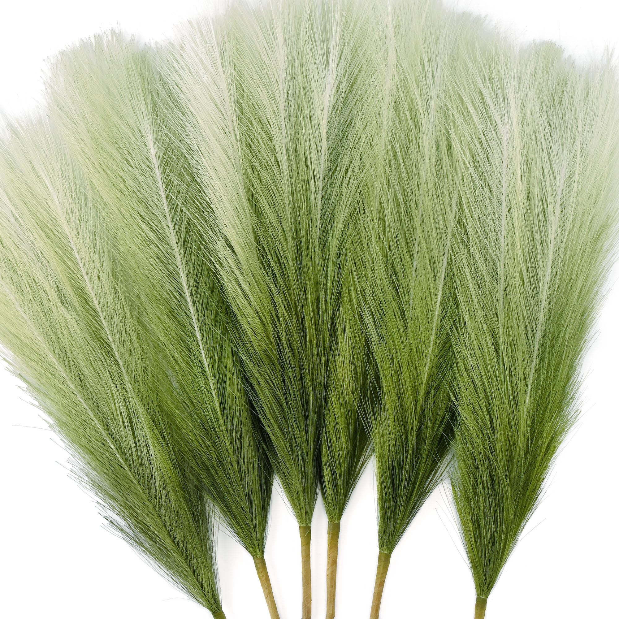 Photo 1 of TENDER EPOCH 6 PCS Faux Pampas Grass Arrangement - 18"/45cm Artificial Fluffy Pompous Grass Stems for Boho Chic Home and Wedding Decor (Sage Green Gradient)