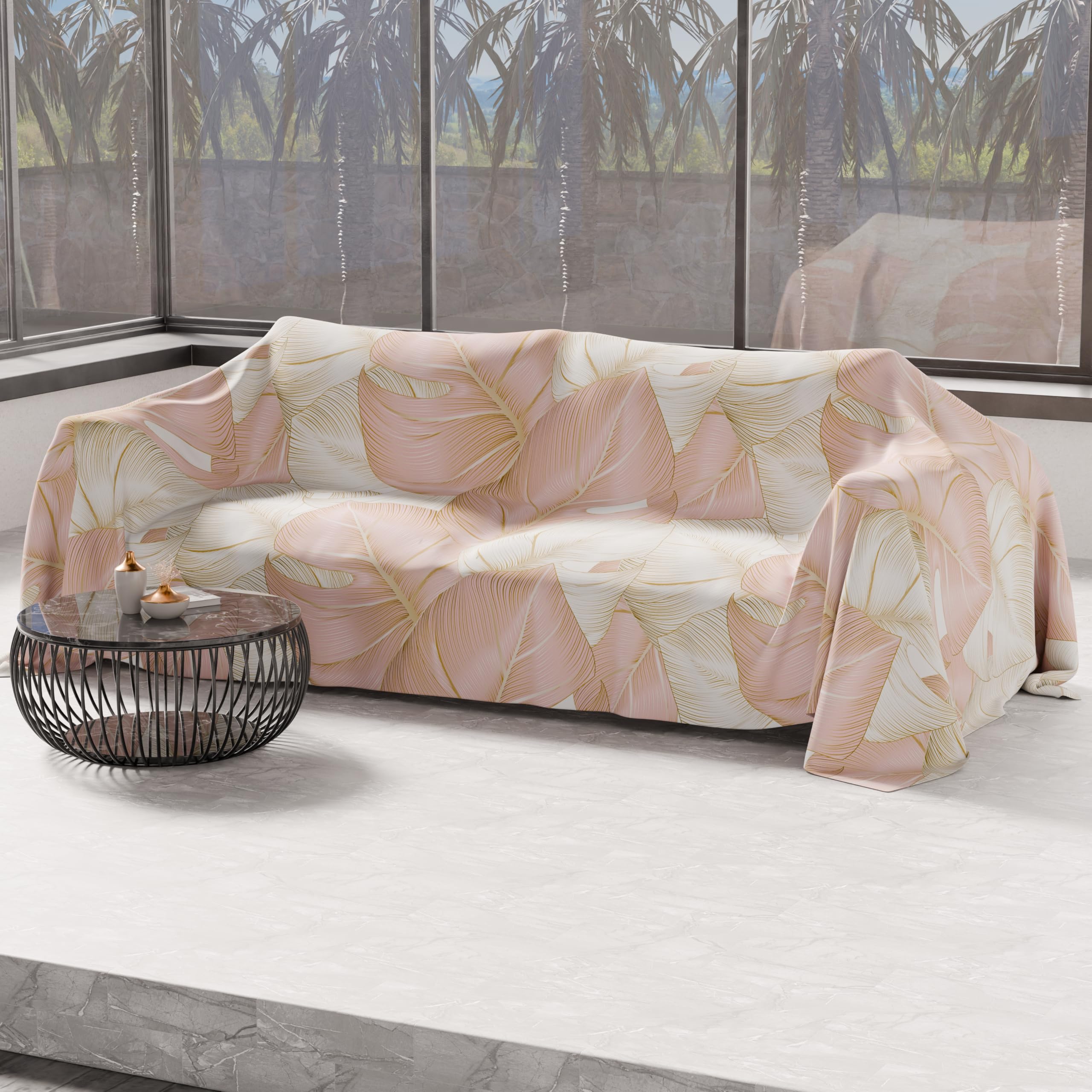 PETTI Artigiani Italiani - Spring Summer Double Bedspread, Lightweight Double Blanket, Bedspread, Tropical Powder 100% Made in Italy