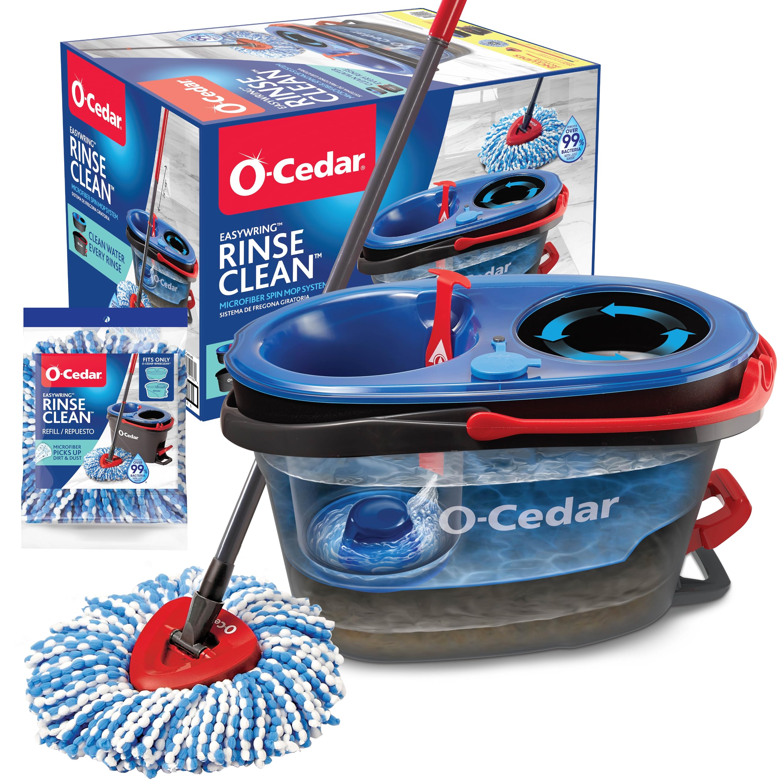 thumbnail image 2 of O-Cedar EasyWring RinseClean Spin Mop & Bucket System – Hands-Free Cleaning, NEW 2 of 6