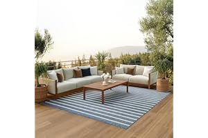 Nourison Home Positano Indoor/Outdoor Navy Ivory 8' x 10' Area Rug, Easy Cleaning, Non Shedding, Bed Room, Living Room, Dining Room, Backyard, Deck, Patio (8x10)