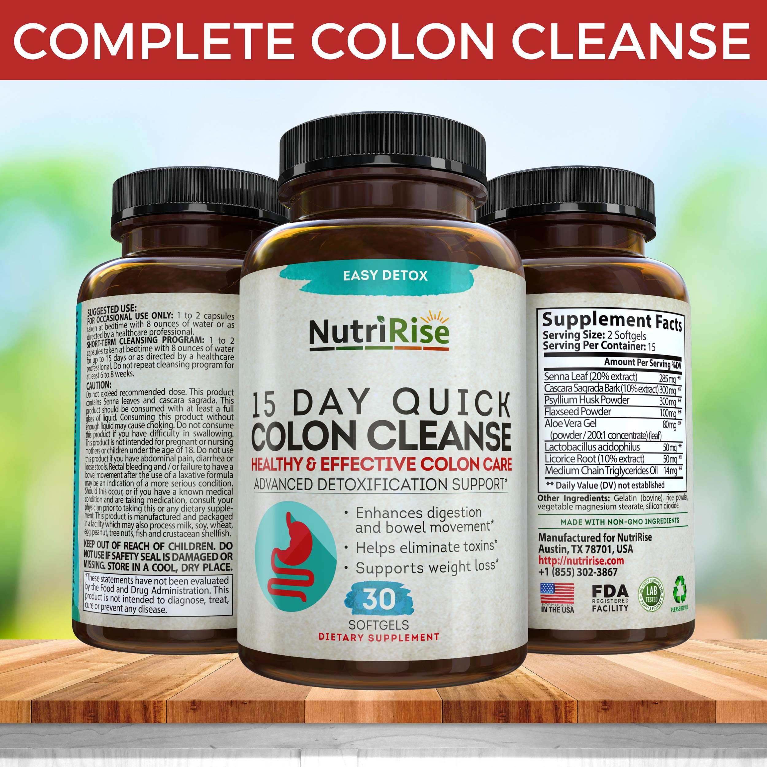 Colon Cleanser Detox for Weight Loss. 15 Day FastActing ExtraStrength