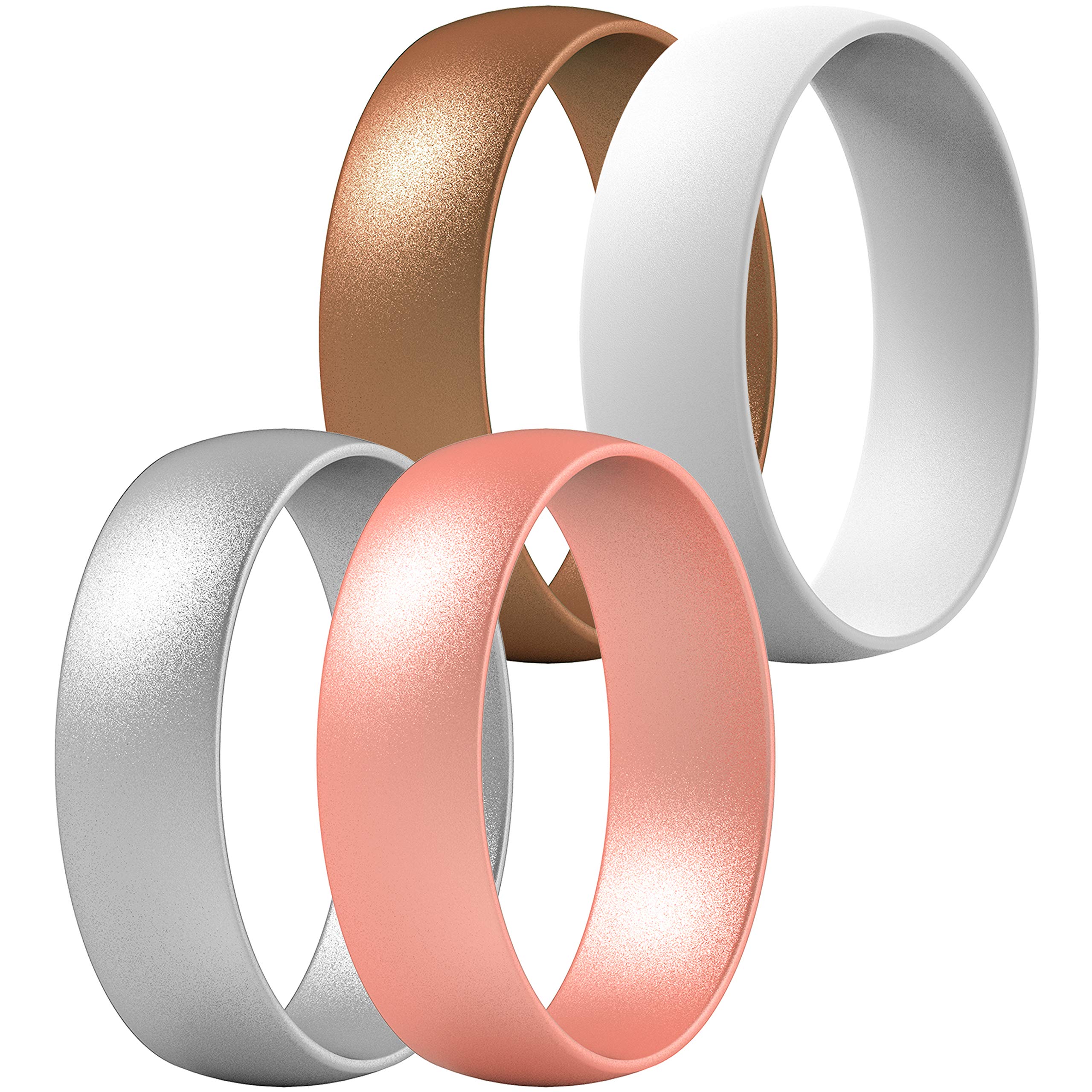 ThunderFit Unisex Silicone Wedding Rings, Rubber Engagement Bands 6mm Wide 1.65mm Thick - 1/2/3/4/5/6/7 Variety Multipack, 15.5 - 16 (23.47mm), Silicone, No Gemstone โ image 1