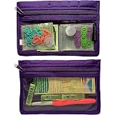 Yazzii Sewing Notions Pouch Set (2PC) - Portable &amp; Multipurpose - Sewing Supplies Organizer for Thread Spools, Needles, Beads, Embroidery Floss, Fabric Pieces &amp; More!-Purple