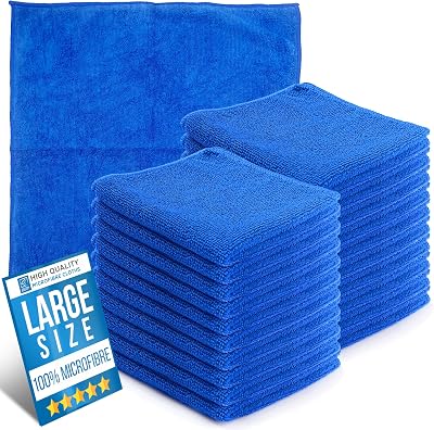 TDBS Microfiber Cleaning Cloth 40x40cm Large Blue 20 Pack Super Absorbent