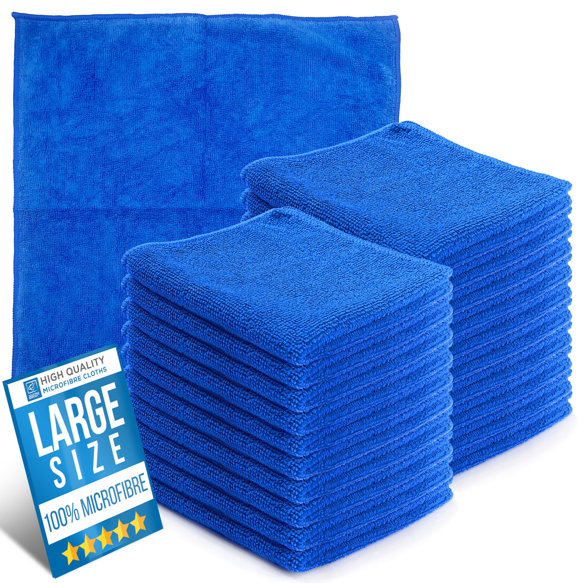 Microfiber Cleaning Cloth, Large Size 40x40cm, Super Absorbent Lint Free Microfibre Cloths Cleaning for Home, Kitchen, Surface, Mirrors, Bathrooms, Motorbike, Car (Blue, 20)