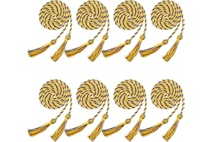 Trounistro 8 Pieces Graduation Cords Yarn Honor Cords with Tassel for College Graduation Students (Gold with Blue)