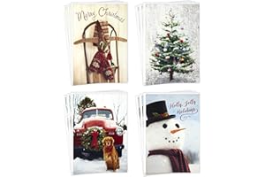 Hallmark Boxed Christmas Cards Assortment, Vintage Red Truck (4 Designs, 12 Cards and Envelopes)