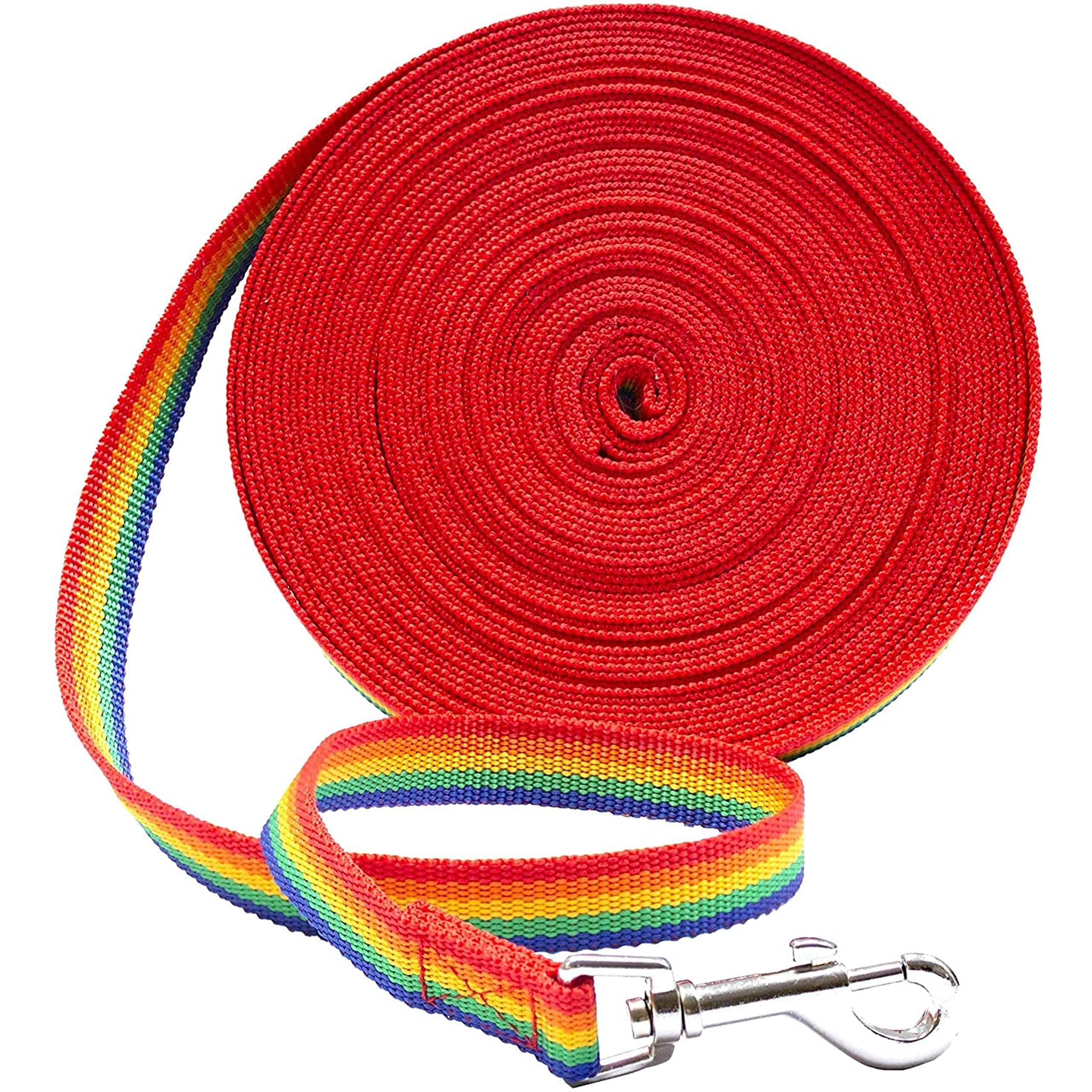 Downtown Pet Supply Dog/Puppy Obedience Long Recall Training Agility Lead Leash - Perfect for Pet Behavior Training, Multiple Sizes (150 ft, Rainbow)