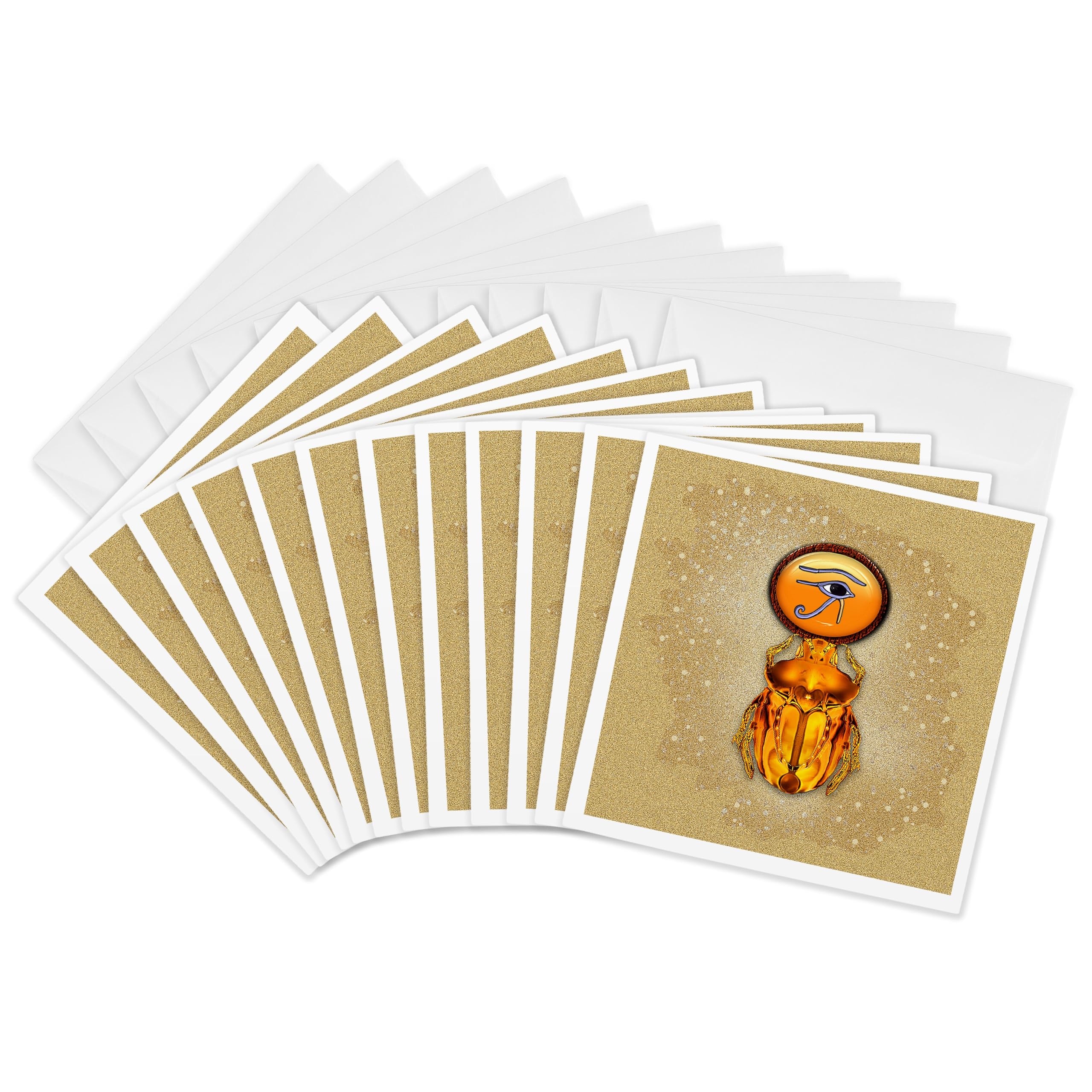 3dRose gc_11675_2 6 x 6-Inch "A Scarab Inspired x The Artworks and Beliefs of The Ancient Egyptians and The Jewelry They Wore" Greeting Card (Pack of 12)