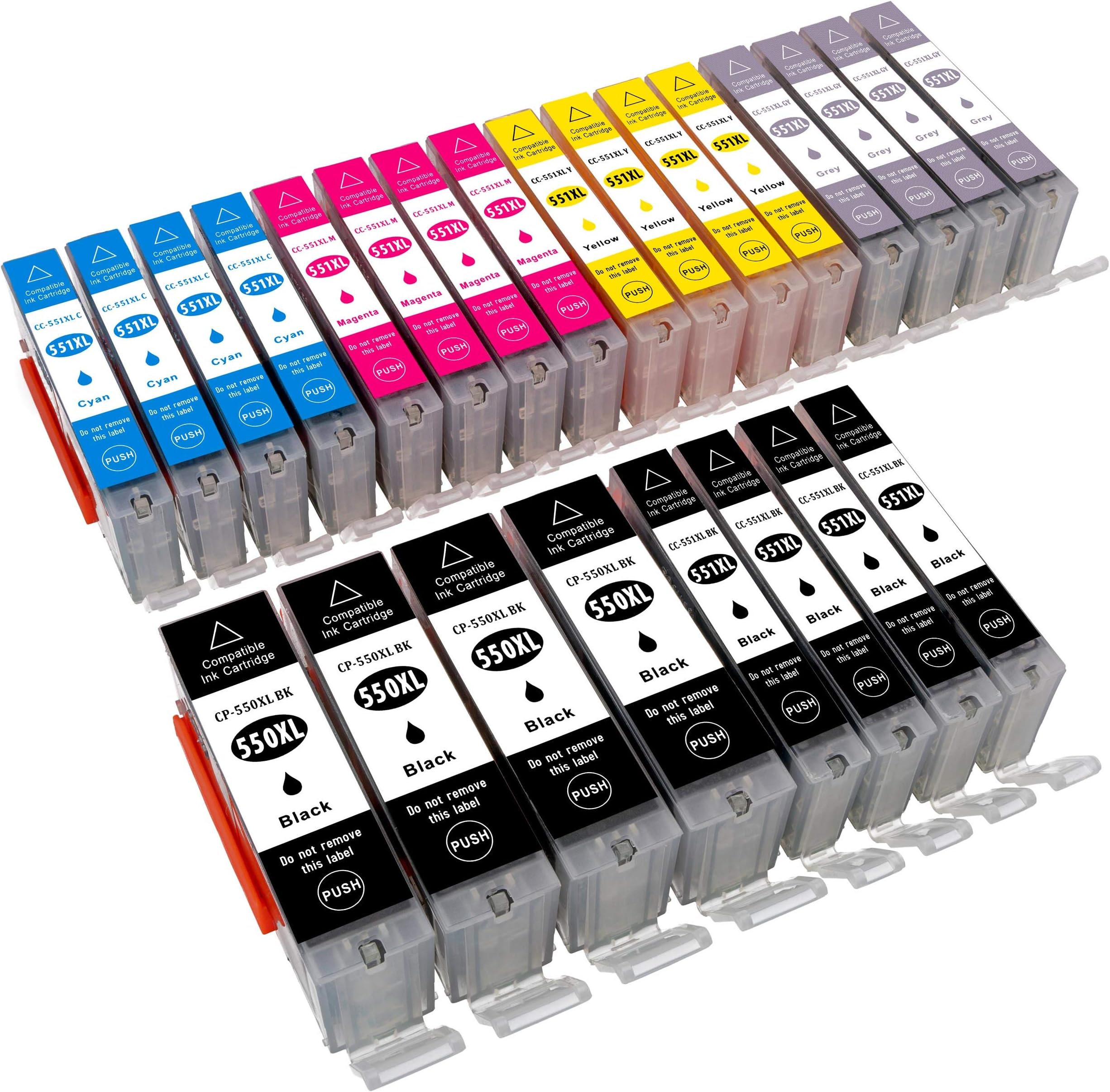 24 Compatible Printer Ink Cartridges High Capacity with Chip for Canon Pixma MG7550 MG6350/MG7150/IP8750 4 x Photo Black 4 x Cyan 4 x Magenta 4 x Yellow 4 x Grey