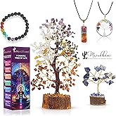 Chakra Healing Crystal Tree Kit with 7 Chakra Bracelet and 2 Pendant Necklace Handmade Bonsai Gemstones Trees for Home Decor, Positive Energy, Money, Good Luck Birthday Gifts for Women, Mom