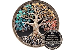 MilestoneMint Affirmation Sobriety Coin Gift Set | Tree of Life AA Chip Medallion with Coin Capsule, Display Stand & Card | Sobriety Gifts for Anniversary Month & Year for Men & Women in Recovery