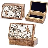 Ajuny Wooden Jewelry Keepsake Box 8x5 Inch – Handcrafted Decorative Treasure Chest for Men & Women, Multipurpose Reptier Carved Wooden Storage Box for Trinkets, Memory, Gifts, and Home Decor