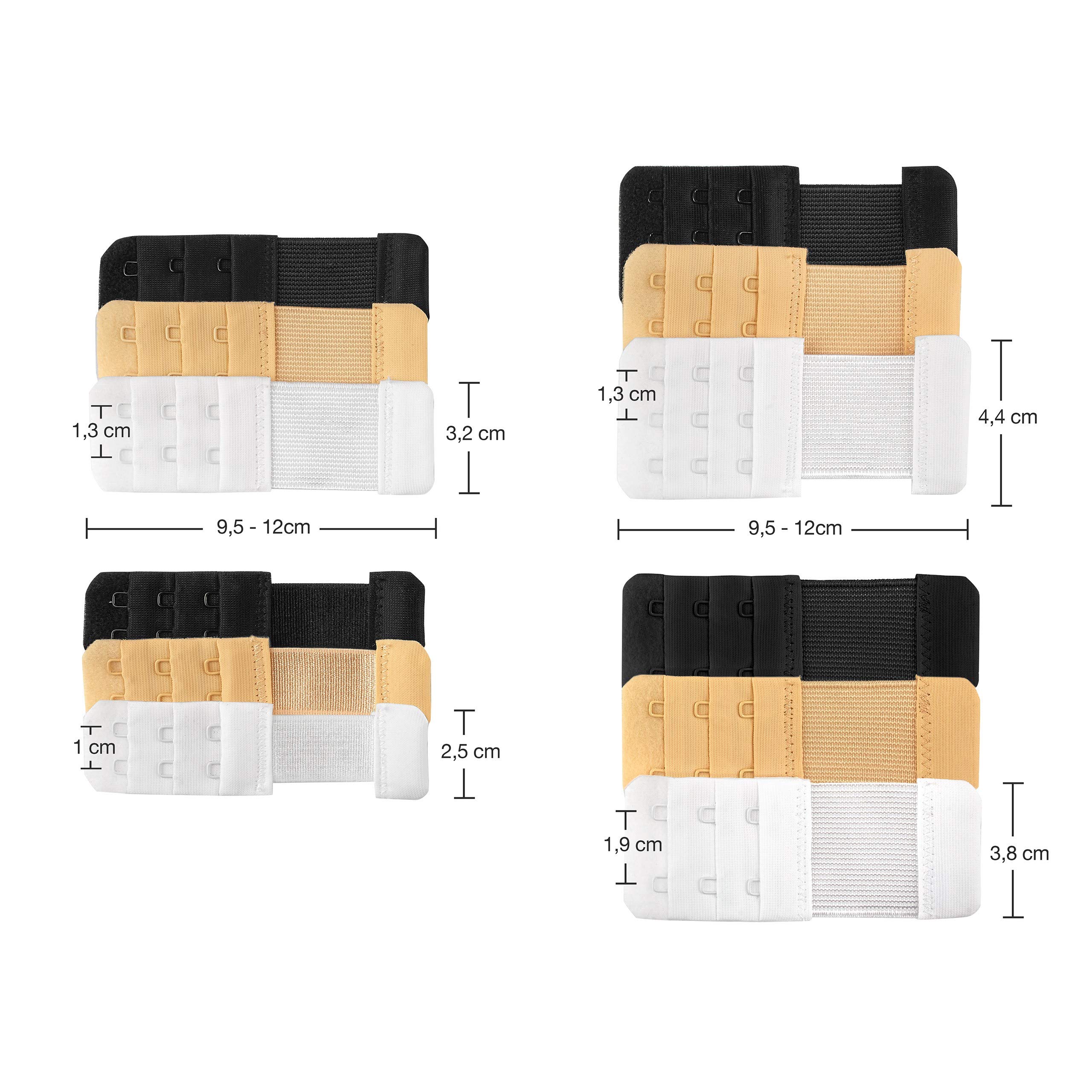 LyghtToWear [12er Set] BH Verschluss Verlängerung mit 4 Verlängerungen für gängige Bh Modelle I Bh Erweiterung elastisch und weich I Bra Extension