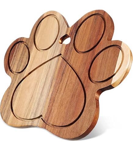 WEBEEDY Pfotenförmiges Schneidebrett Aus Bambus – 32x29,2x1,5 Cm, Mit Fächern & Aufhängebohrung