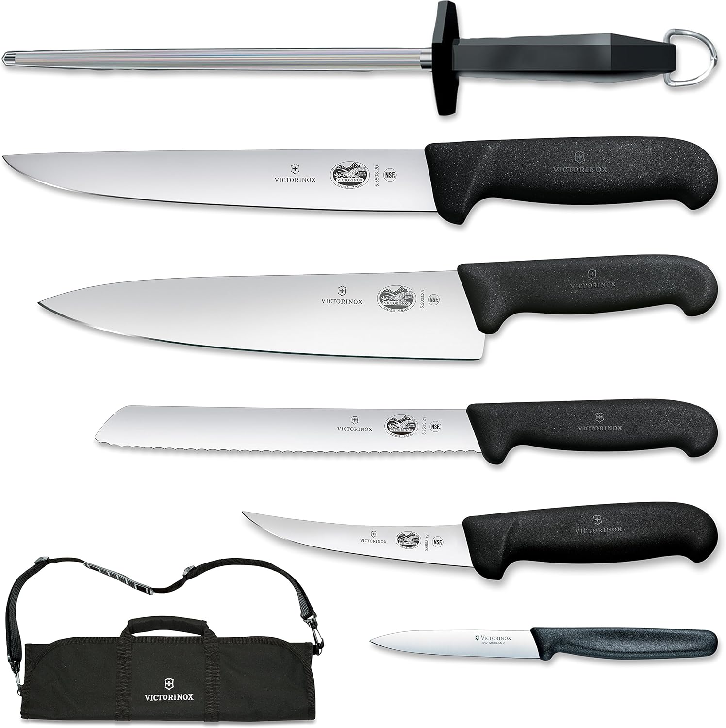 Victorinox 7Piece Fibrox Handle Cutlery Set with Black Canvas Knife