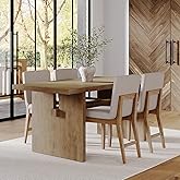 Nathan James Briggs Modern Dining Table for 6, Small Rectangle Dining Table, Solid Wood in Light Brown Finish